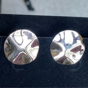 Monet Vintage Modernist Sterling Silver Screw Back Earrings